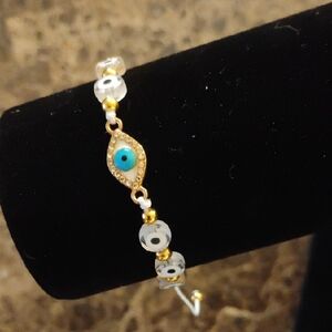 Gold and Turquoise Evil Eye Bracelet
